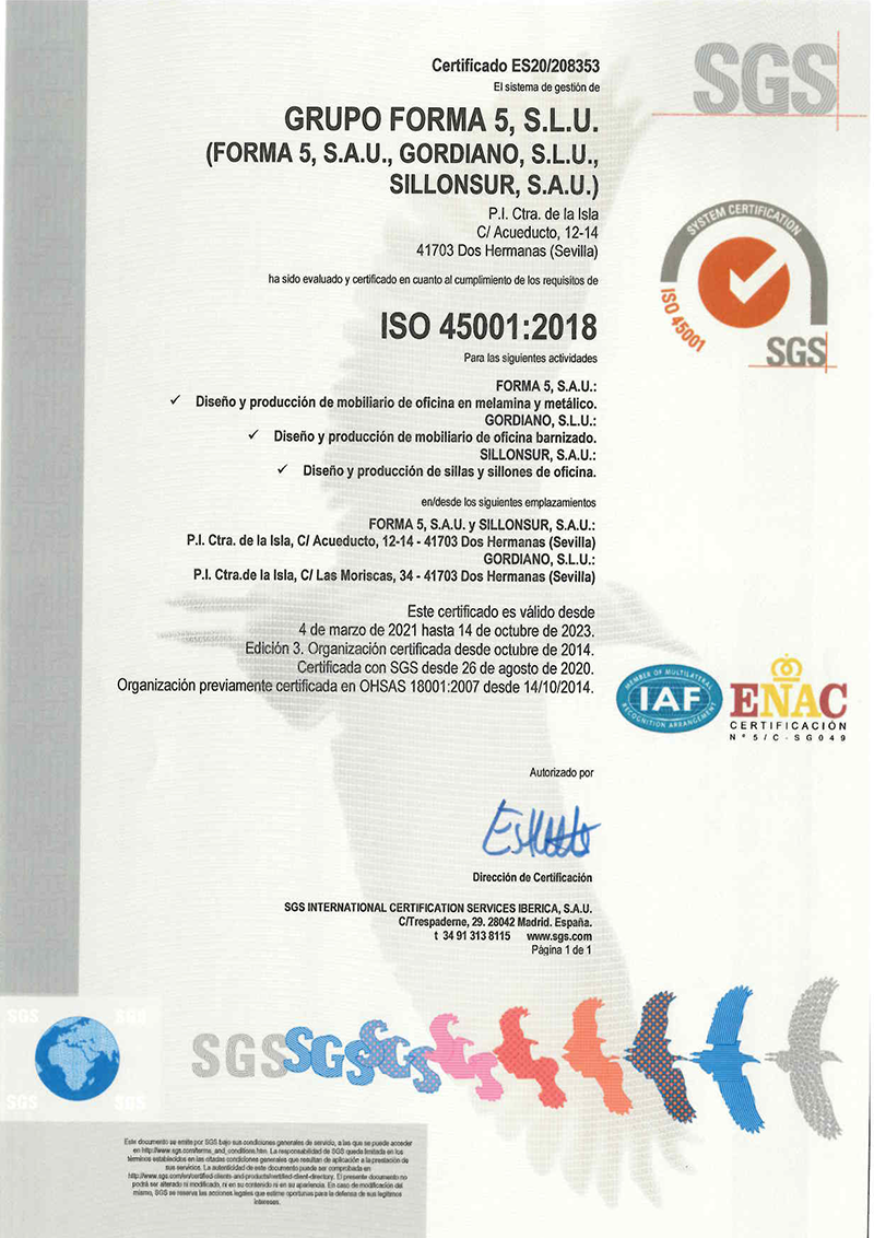 FORMA 5 Certificado ISO45001