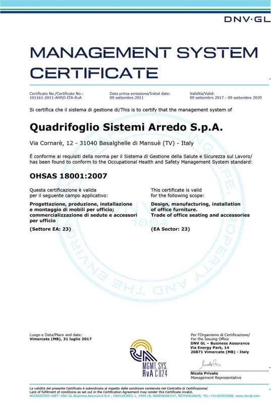 QUADRIFOGLIO OHSAS18001